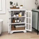 Freestanding Display Storage Cabinet with 2 Glass Doors and Adjustable Shelves