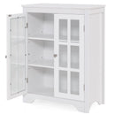 Freestanding Display Storage Cabinet with 2 Glass Doors and Adjustable Shelves