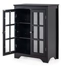 Freestanding Display Storage Cabinet with 2 Glass Doors and Adjustable Shelves