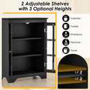 Freestanding Display Storage Cabinet with 2 Glass Doors and Adjustable Shelves