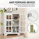 Freestanding Display Storage Cabinet with 2 Glass Doors and Adjustable Shelves