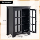 Freestanding Display Storage Cabinet with 2 Glass Doors and Adjustable Shelves
