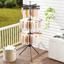 3-Tier Tripod Freestanding Folding Clothes Drying Rack with 24 Clips-Black