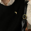 French Croissant Brooch in Gold & Silver 1.4" Metal Pin for Food Lovers