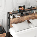 Full/Queen Bed Frame with 2-Tier Storage Headboard and Charging Station