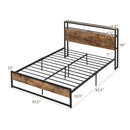 Full/Queen Bed Frame with 2-Tier Storage Headboard and Charging Station