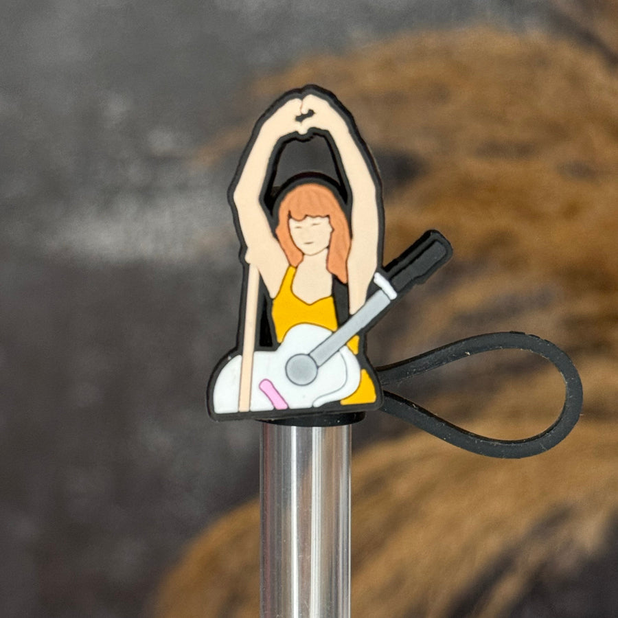 T.Swift Hand Heart Straw Topper black white