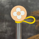 Monogram Flowers Straw Topper - set of two- brown white