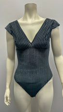 HOLLISTER Gilly Hicks Ribbed Velour V-Neck Cheeky Bodysuit Medium