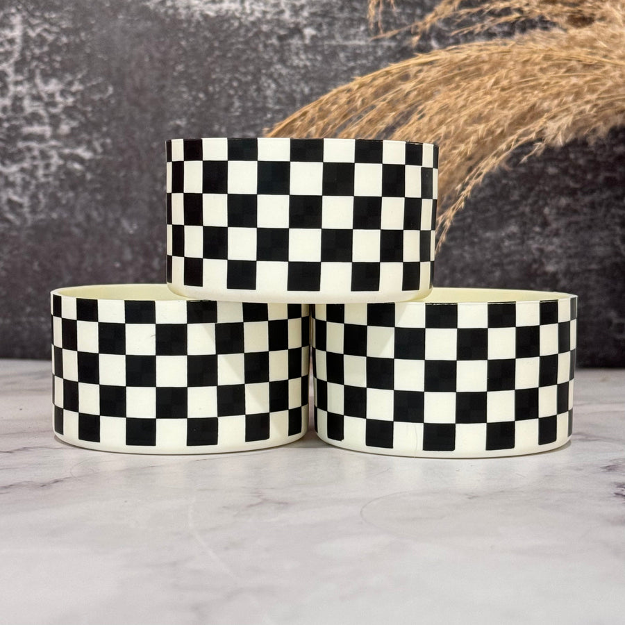 CREAM & BLACK CHECKERS Tumbler Boot