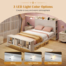 Full Size Bed Frame with 2 USB Ports with Storage Headboard and Lights