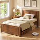 Twin Size Wooden Platform Bed Frame with Headboard
