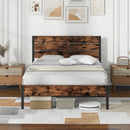 Full/King/Queen/Twin Size Bed Frame with High Headboard and Mute Bar