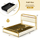 Twin/Full/Queen Size Bed Frame with LED Lights and Charging Station Gold