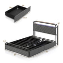 Twin/Full/Queen Size Bed Frame with LED Lights and Charging Station