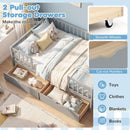 Full Size Daybed with Fence and 2 Drawers for Boys and Girls