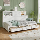 Twin/Full Size Wooden Daybed with 3 Drawers with Storage Shelves