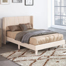 Full/Queen Size Upholstered Bed Frame with Geometric Wingback Headboard