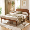 Full Size Wooden Platform Bed Frame with Curved Headboard