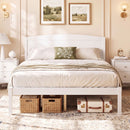 Full Size Wooden Platform Bed Frame with Curved Headboard