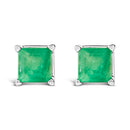 14K White Gold 5x5MM Princess Cut Purple Amethyst Solitaire Stud Earrings