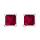14K White Gold 5x5MM Princess Cut Purple Amethyst Solitaire Stud Earrings