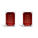 14K White Gold 6x4MM Emerald Shaped Amethyst Solitaire Stud Earrings