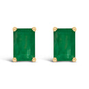 14K White Gold 6x4MM Emerald Shaped Amethyst Solitaire Stud Earrings