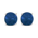 14K White Gold 5X5MM Round Purple Amethyst Solitaire Stud Earrings