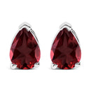 14K White Gold 6x4MM Pear Shaped Purple Amethyst Solitaire Stud Earrings