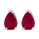 14K White Gold 6x4MM Pear Shaped Purple Amethyst Solitaire Stud Earrings