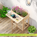 Wooden Raised Garden Bed with Legs and Foldable Side Table