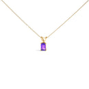 14K White Gold 6x4MM Emerald Cut Purple Amethyst Solitaire Pendant Necklace