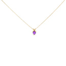 14K White Gold 5X5 MM Heart Shaped Purple Amethyst Solitaire Pendant Necklace
