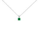 14K White Gold 5x5 MM Square Shaped Purple Amethyst Solitaire Pendant Necklace