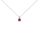14K White Gold 5x5 MM Square Shaped Purple Amethyst Solitaire Pendant Necklace