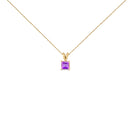 14K White Gold 5x5 MM Square Shaped Purple Amethyst Solitaire Pendant Necklace
