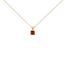 14K White Gold 5x5 MM Square Shaped Purple Amethyst Solitaire Pendant Necklace