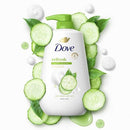 Dove Beauty Refresh Body Wash Pump Cucumber & Green Tea 24hr Lotion-Soft Skin 30.6 fl oz - New