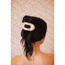 TELETIES Medium Flat Round Hair Clip Almond Beige - New