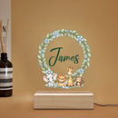 Personalized Baby Safari Night Light with Name | Botanical Wreath, Elephant, Lion, Giraffe, and Monkey | Gender Neutral Nursery Gift