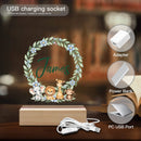 Personalized Baby Safari Night Light with Name | Botanical Wreath, Elephant, Lion, Giraffe, and Monkey | Gender Neutral Nursery Gift