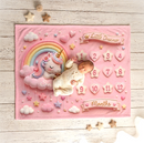 Pink Unicorn Baby Milestone Blanket | Little Dreamer Sleeping Unicorn on Rainbow Cloud | Month Numbers 1–12 | Monthly Photoshoot Prop for Baby Girls