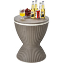 3 in 1 8 Gallon Patio Rattan Cooler Bar Table with Adjust Ice Bucket-Black