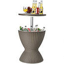 3 in 1 8 Gallon Patio Rattan Cooler Bar Table with Adjust Ice Bucket-Black