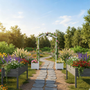 3 Pieces Garden Arbor and Raised Bed Combo Set-Create Your Dream Garden Space