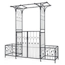 Garden Arbor with Gate and Planter Boxes Heavy Duty Metal Arch with Side Trellis