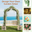 Garden Bench Arbor Arch Wooden Garden Arbor for Climbing Plants-Natural