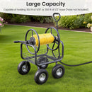 Garden Hose Reel Cart 300 Feet Large Capacity with 4 Wheels and Storage Basket-Gray