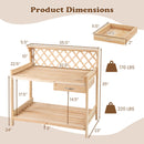 Garden Potting Bench Table Wooden Planting Workstation with Lattice Trellis